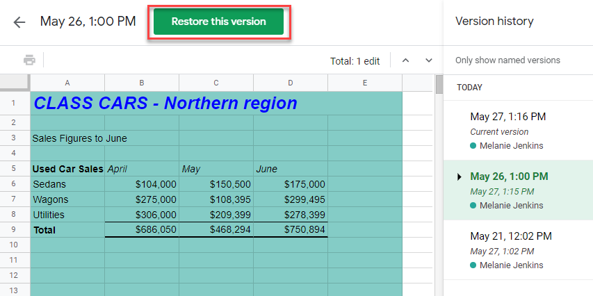 excel trackchanges gs restoreversion