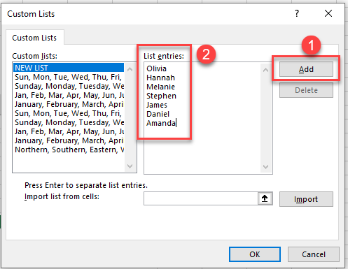 fillhandle custom list