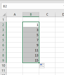 fillhandle fill number pattern filled