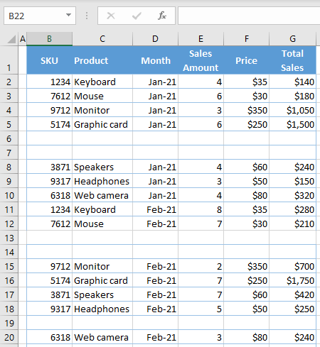 sort and ignore blanks initial data 1