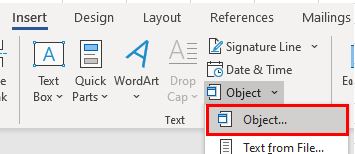 wordsave insert object