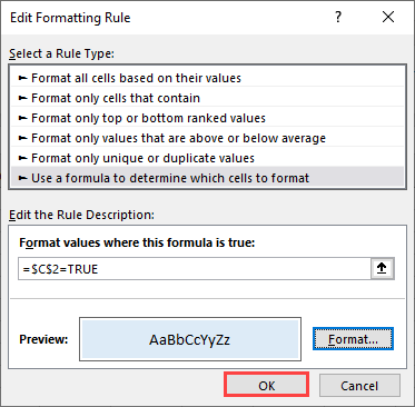 conditional formatting with checkbox 4