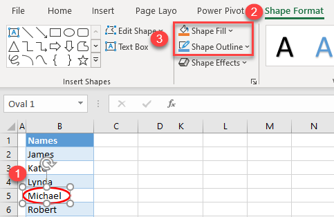 excel format shape ribbon