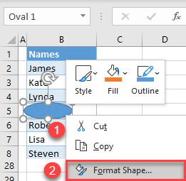 excel format shape