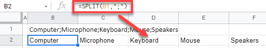 google sheets split function