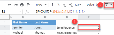 google sheets remove both duplicates 2a