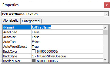 VBATextBox ActveX Properties