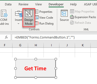 VBA Buttons ActiveX DesignView