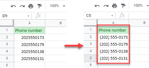 format phone numbers 15 new