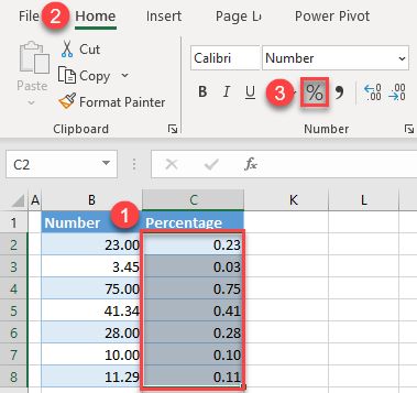 add percentage style to numbers 3