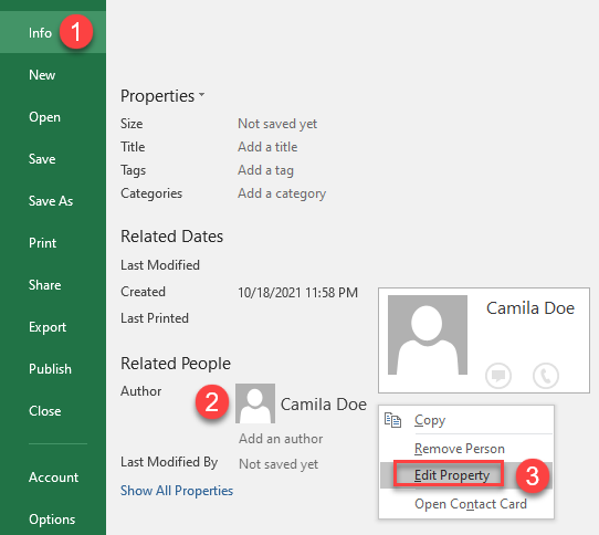 Change Author Name In Excel