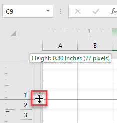 change cell size pixels inches 29