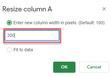 change cell size pixels inches 43