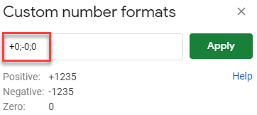 google sheets add a plus sign 2