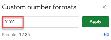 google sheets move decimal places 2