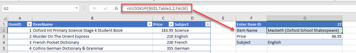 CreateDatabase VLOOKUP