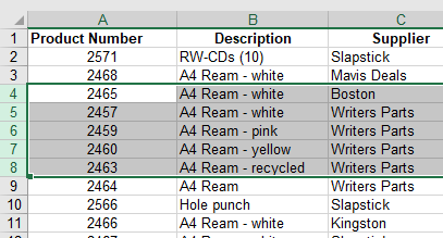 InsertRow SelectMultiple