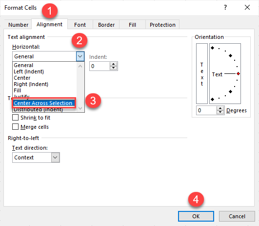 center across selection 2