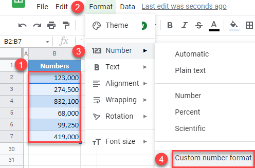 google sheets thousands number format 1