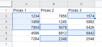 multiple cells gs select