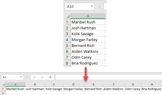 transpose rows columns initial data