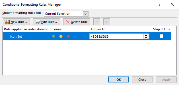 IconSets edit traffic rule