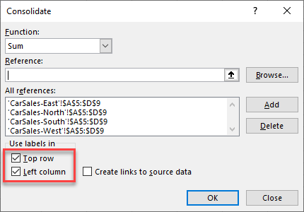 consolidatedata use labels