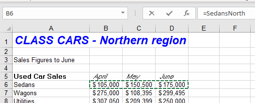 crossreference select rangename