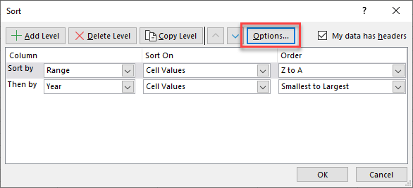 advancedsorting options