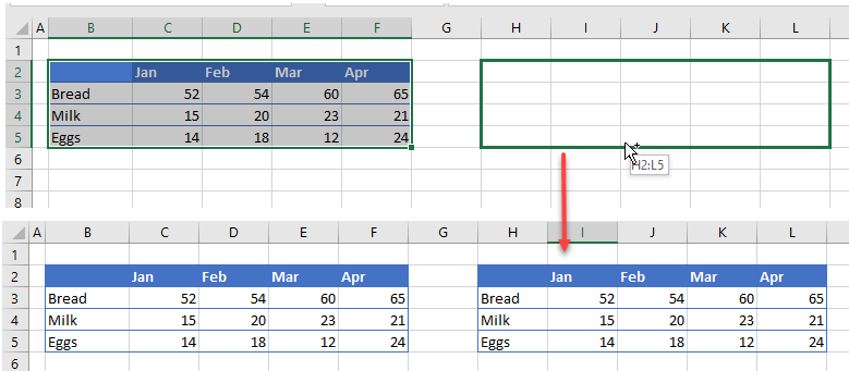 dragdrop copy range cells