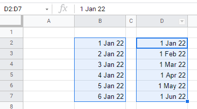 fill handle gs dates