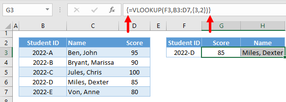 vlookup array formula step4 close