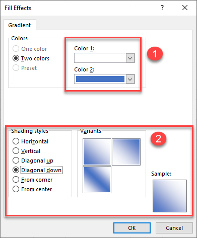 AddGradient-ribbon fill effect