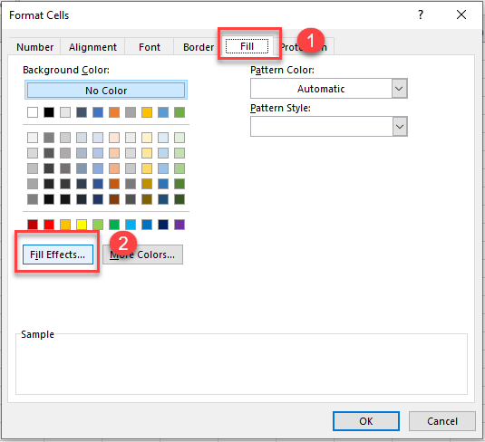 AddGradient ribbon format cells