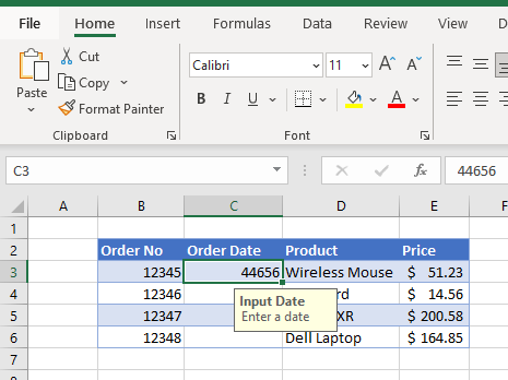 DatavalidationDates serial number