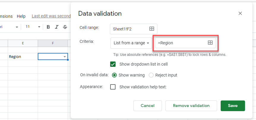 dynamicdropdown gs create dropdown