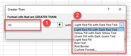 CondFormat Values greater than