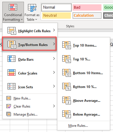 CondFormat Values top bottom