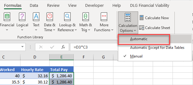 fixfill show automatic calc