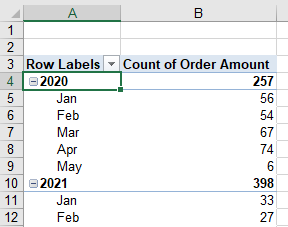 pivottable remove group