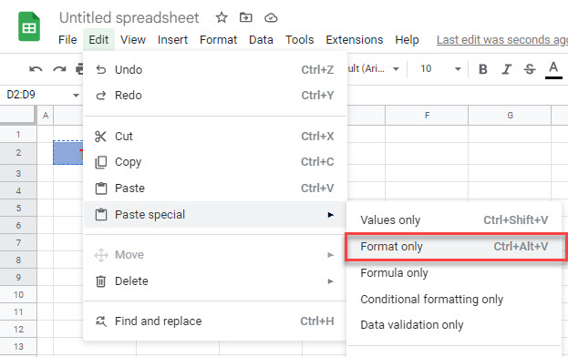 copyformatting gs paste special