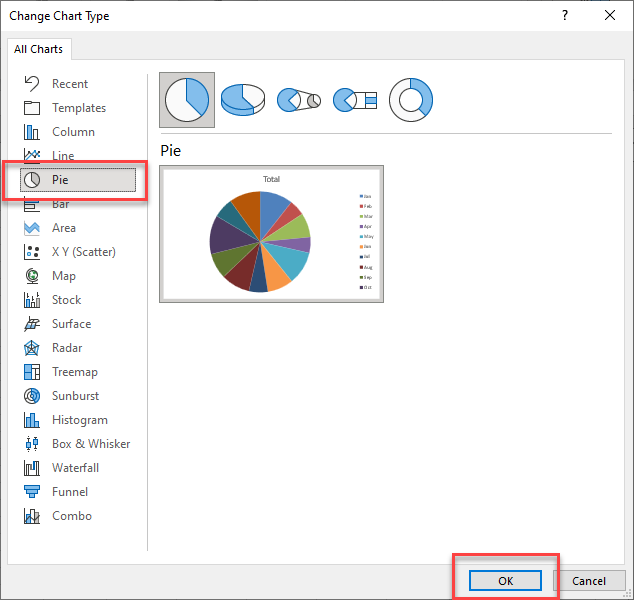 pivotchart change charge type