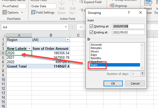 pivotdate group year