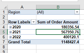 pivotdate row date