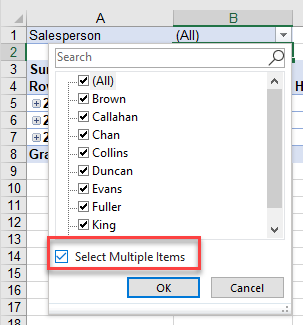 pivotfilters filters multiple